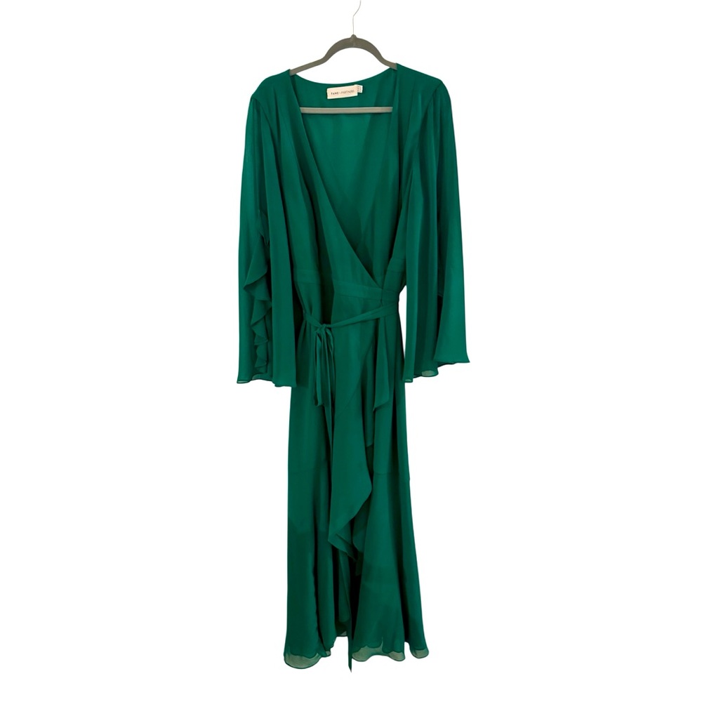 Fame and Partners green wrap tie Dress Maxi